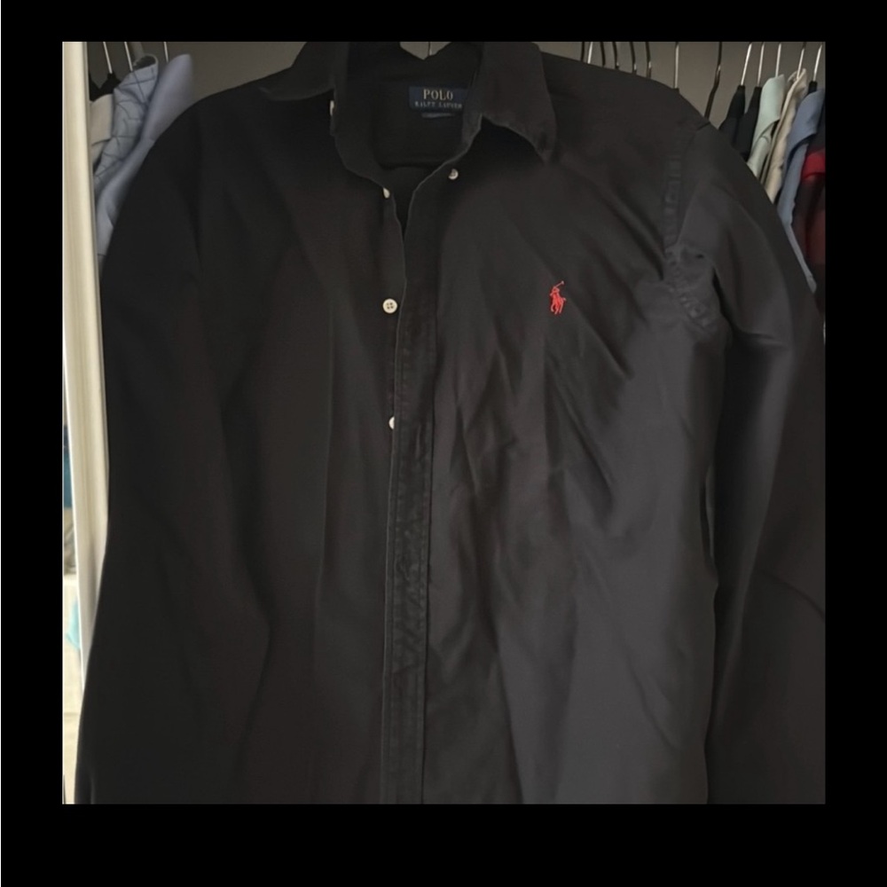 Ralph Lauren Men’s Dress Shirt, Black, XL, Classic Fit